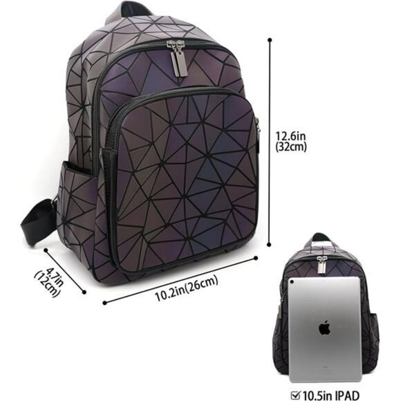 Geometric Women\'s Backpack Geometries Glow Large Purse Backpack Geometrical main image 6